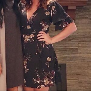 Black floral mini dress